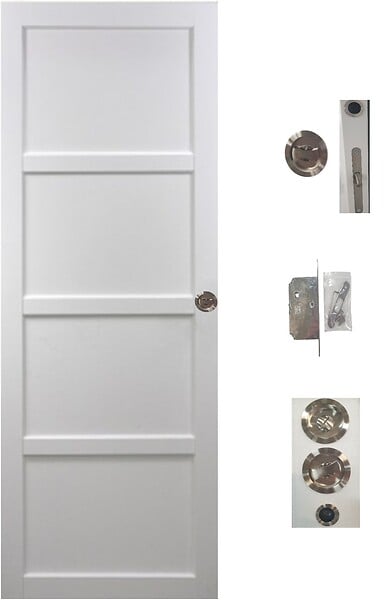 GD MENUISERIES - Porte Coulissante Tamera blanc 4 panneaux H204 x L73 cm, Galandage, kit finition - large