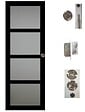 GD MENUISERIES - Porte Coulissante Telia Noir Vitrée H204 x L83 cm, Galandage, kit de finition - vignette