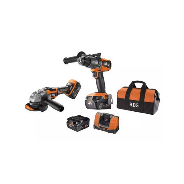 AEG - Pack Perceuse-visseuse à percussion - Meuleuse - 18V RYOBI Brushless - 2 Batteries 5,0Ah - Chargeur - JP18A2-502B - large