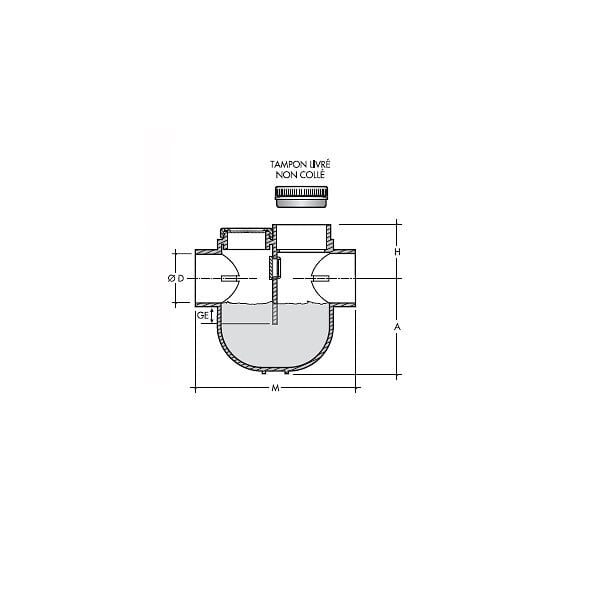 NICOLL - Siphon disconnecteur monobloc Nicoll  -  Ø100mm - PVC - Gris - A coller - large