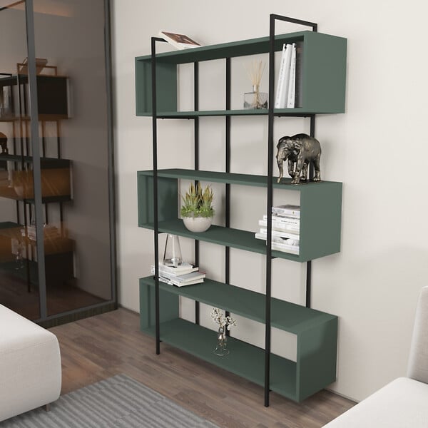 CONCEPT USINE - Bibliothèque contemporaine vert 180cm LULI - large