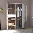 CONCEPT USINE - Dressing avec rideau 4 étagères 2 penderies et un tiroir bois et blanc BALI - vignette