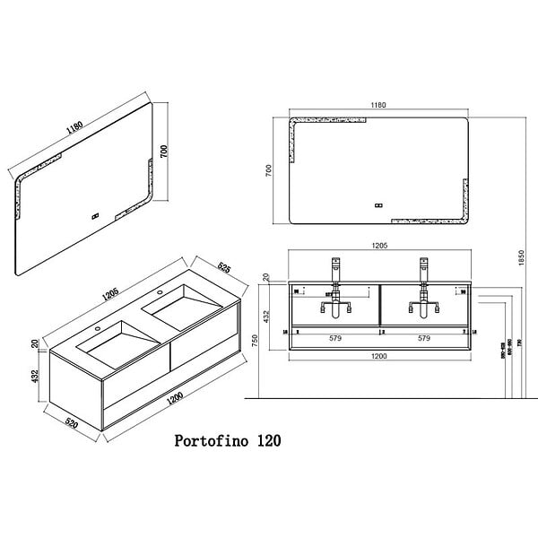 DISTRIBAIN - Meuble de salle de bain Portofino 1200 Blanc et Bois Naturel - large