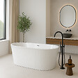 STANO - Baignoire îlot cannelée design ovale CORBIN blanche 170 cm - vignette
