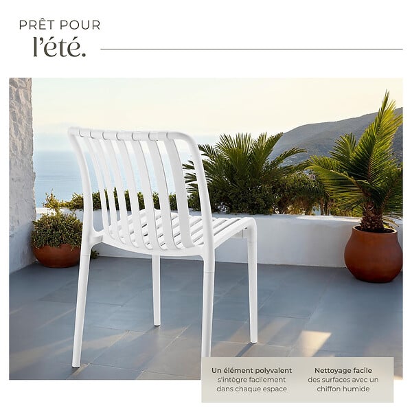 TECTAKE - Chaises de jardin ALCUDIA résistantes aux intempéries et empilables crème - large