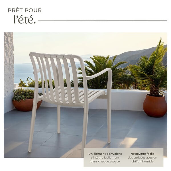 TECTAKE - Chaises de jardin ALCUDIA empilables et résistantes aux intempéries taupe - large