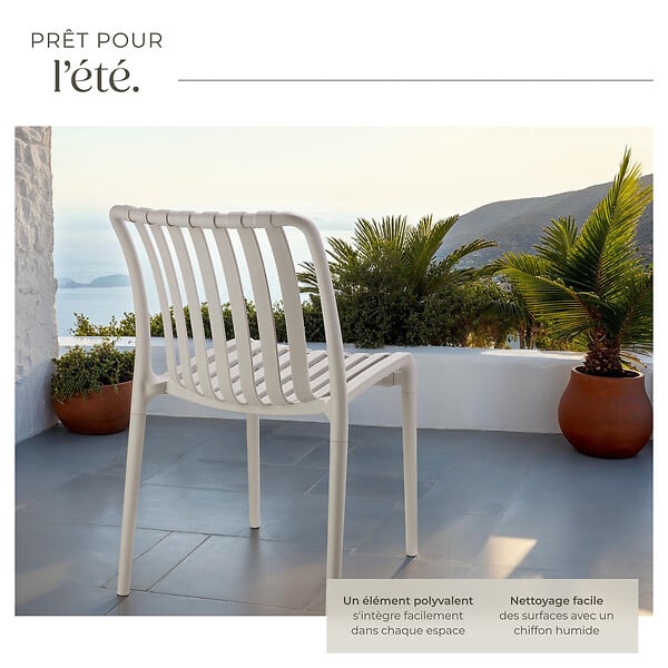 TECTAKE - Chaises de jardin ALCUDIA résistantes aux intempéries et empilables taupe - large