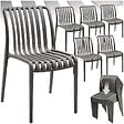 TECTAKE - Chaises de jardin ALCUDIA résistantes aux intempéries et empilables gris anthracite - vignette