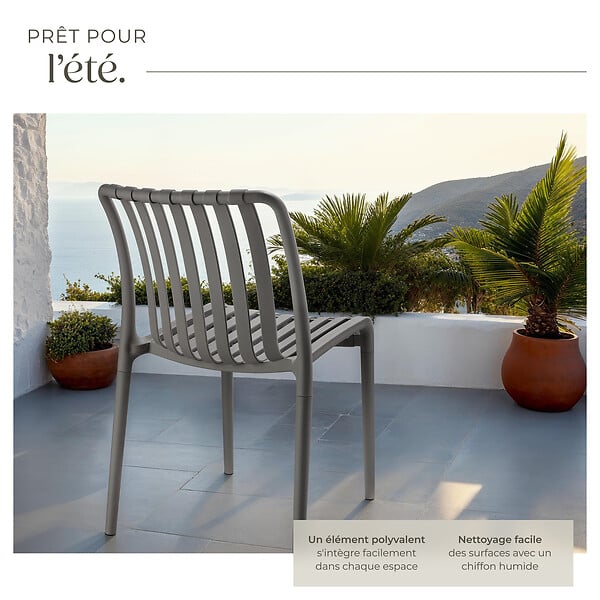 TECTAKE - Chaises de jardin ALCUDIA résistantes aux intempéries et empilables gris anthracite - large