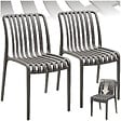 TECTAKE - Chaises de jardin ALCUDIA résistantes aux intempéries et empilables gris anthracite - vignette