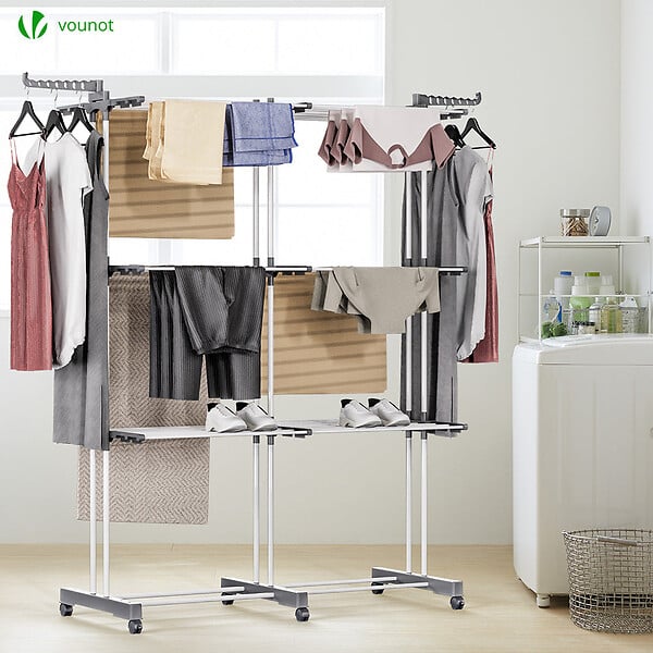 VOUNOT - Sechoir a linge etendoir extensible et pliable grande capacite sechage 190x53x170cm Blanc - large