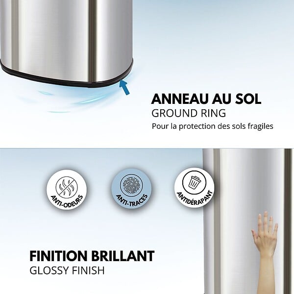 KITCHEN MOVE - Poubelle automatique inox MAJESTIC argent 68L - large