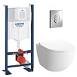 GROHE - Grohe Pack WC Bâti autoportant + Cuvette Vitra Sento compacte sans bride + Plaque chrome (ProjectSentoRimlessCompact-2) - vignette