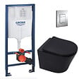 GROHE - Pack WC Bâti-support Rapid SL + Cuvette SAT Infinitio noire mat + Abattant frein de chute + Plaque Chrome - vignette