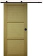 GD MENUISERIES - Porte Coulissante bois Ayous 3 Panneaux H204 x L73 cm, Rail Roulettes, Coquilles Noir - vignette