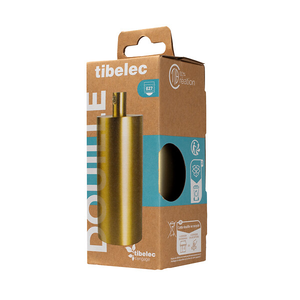 TIBELEC - Douille métal E27 dorée - large