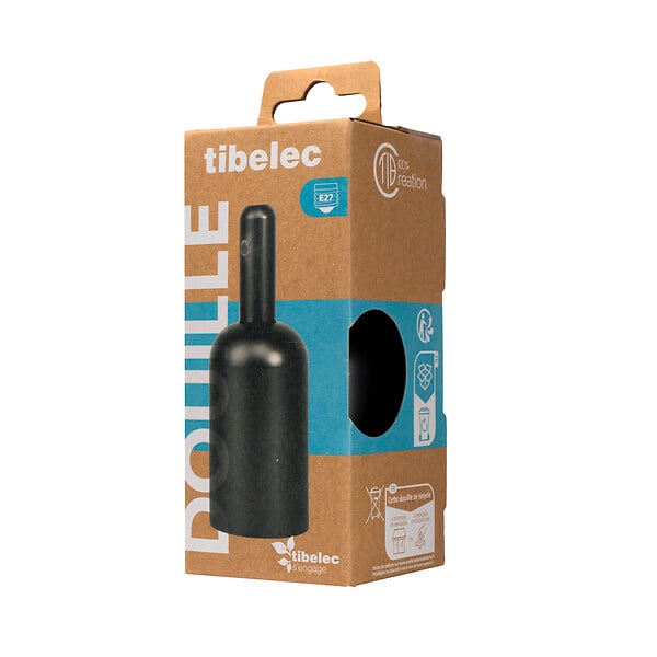 TIBELEC - Douille métal E27 finition titane - large