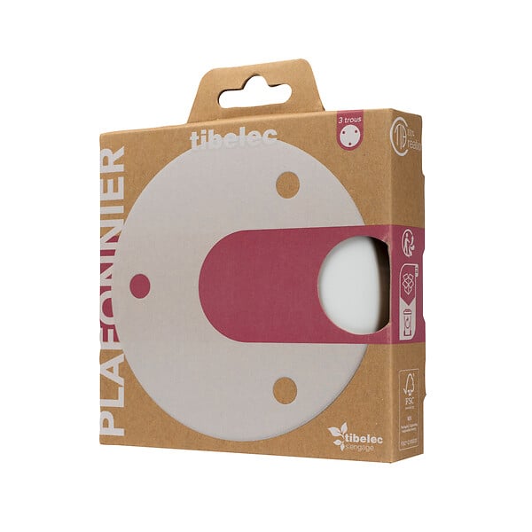 TIBELEC - Plafonnier métal rond blanc 3 câbles D.120MM - large