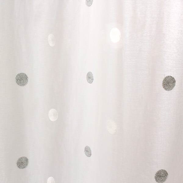 C MA DECO - Paire de voilages pois brodé finition droite 2x60x90cm blanc argent - large