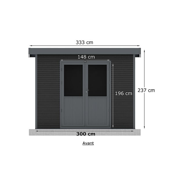 BARAC - Abri de jardin en bois composite Onyx 33 - Anthracite - 8.52 m² - L.333xl.326xH.237cm - large