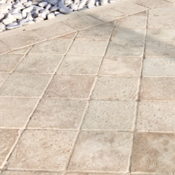 JARDINAT - Pavé en travertin vieilli - Beige clair - 15,2x15,2x3cm - large