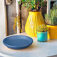 DEROMA - Soucoupe Vinca 13cm terre cuite et époxy - Bleu - vignette