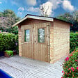 HABRITA - Abri de jardin bois 28mm - 4.87m² - L.2.80xP.2.66m - vignette