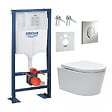 GROHE - Grohe Pack WC bâti-autoportant Rapid SL + WC SAT sans bride + Abattant softclose + Plaque chrome (Autoportant-SAT-2) - vignette