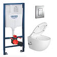 GROHE - Pack WC Bâti-support Rapid SL + WC sans bride avec fonction bidet thermostatique + Plaque chrome - vignette