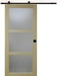 GD MENUISERIES - Porte Coulissante bois Ayous Vitrée H204 x L83 cm, Rail Roulettes, Coquilles Noir - vignette