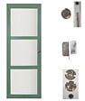 GD MENUISERIES - Porte Coulissante Vert Sauge RAL 6021 Vitrée H204 x L73 cm, serrure condamnation - vignette