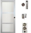 GD MENUISERIES - Porte Coulissante Greyria Gris Clair Vitrée H204 x L73 cm, serrure condamnation - vignette