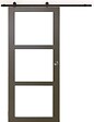 GD MENUISERIES - Porte Coulissante Gris Taupe RAL 7006 Vitrage transparent H204 x L73 cm, Rail roulette, coquilles - vignette