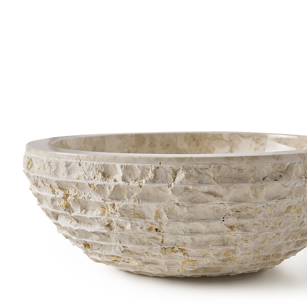 MG VALENCI - Vasque à poser en marbre naturel HORTA - Crème - 40x40x15cm - large