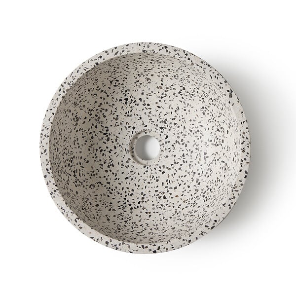 MG VALENCI - Vasque à poser en terrazzo Venecia Grey - Diam.35xH.13cm - large