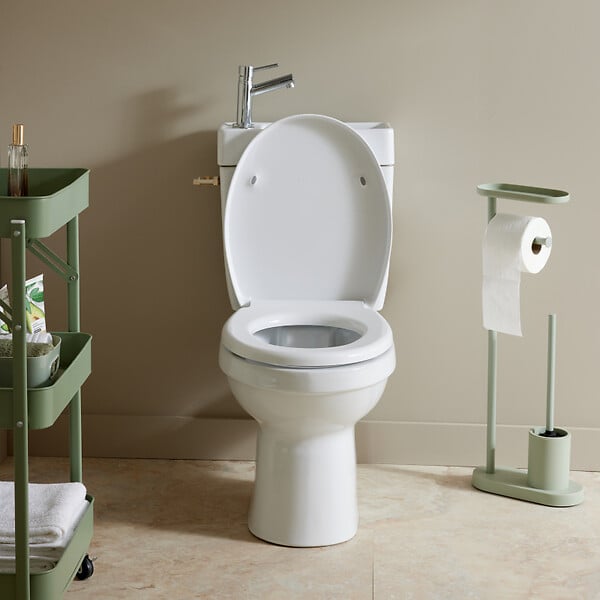 GODART - WC à poser avec lave-mains intégré sans bride sortie horizontale Opale - large
