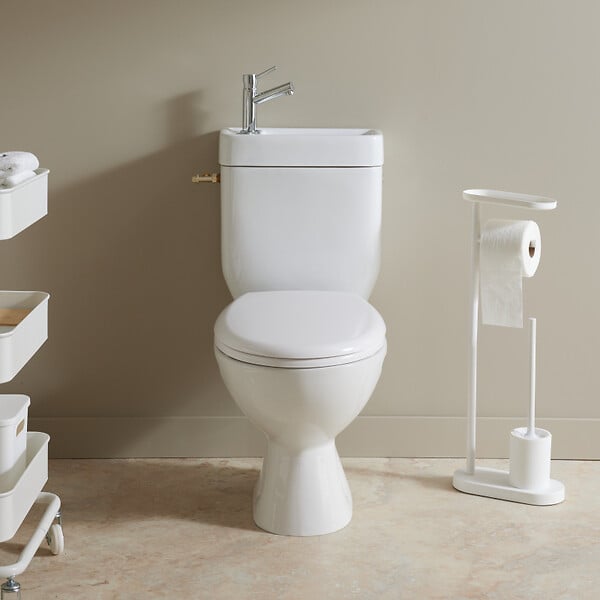GODART - WC à poser avec lave-mains intégré avec bride sortie verticale - Vertigo duo - large