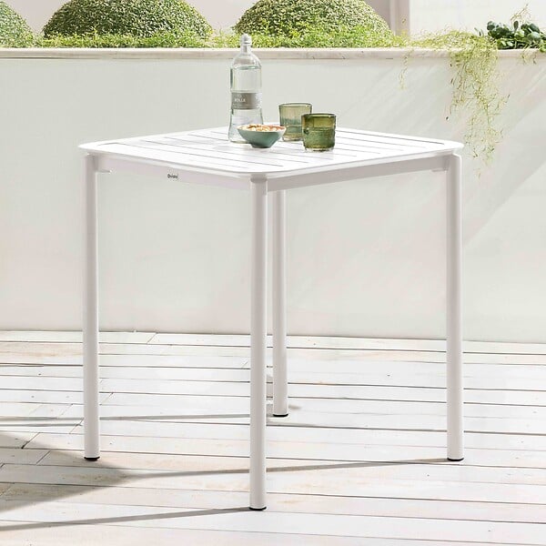 OVIALA - Table carrée de terrasse (70x70cm) blanche - Almada - large