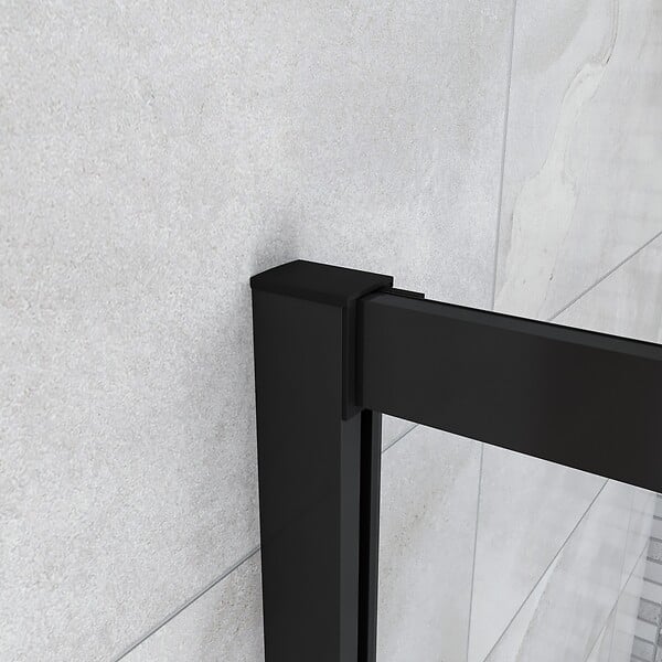 AICA SANITAIRE - Cabine de douche  coulissante 90x90x200cm profilé noir mat, accès en angle - large