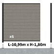 DECKLINEA - Kit Clôture Composite RIO Platines 11x1,8m - Bois composite & Aluminium - Poteaux Noir sur Platines - Brise vue - vignette