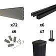 DECKLINEA - Kit Clôture Composite RIO Platines 11x1,8m - Bois composite & Aluminium - Poteaux Noir sur Platines - Brise vue - vignette