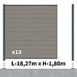 DECKLINEA - Kit Clôture Composite RIO Platines 18x1,8m - Bois composite & Aluminium - Poteaux sur Platines Gris - Brise vue - vignette