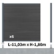 DECKLINEA - Kit Clôture Composite SANTOS Ardoise 11x1,8m - Bois composite & Aluminium - Poteaux sur Platines Gris - Brise vue - Palissade - vignette