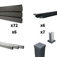 DECKLINEA - Kit Clôture Composite SANTOS Ardoise 11x1,8m - Bois composite & Aluminium - Poteaux sur Platines Gris - Brise vue - Palissade - vignette