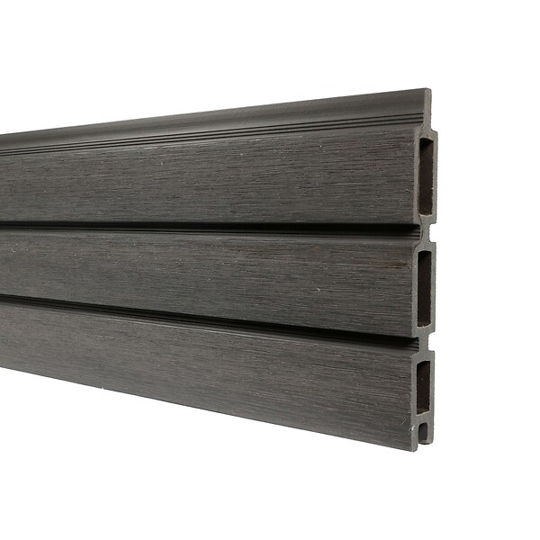 DECKLINEA - Kit Clôture Composite SANTOS Ardoise 11x1,8m - Bois composite & Aluminium - Poteaux sur Platines Gris - Brise vue - Palissade - large