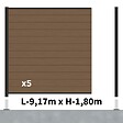 DECKLINEA - Kit Clôture Composite RIO Bronze 9x1,8m - Bois composite & Aluminium - Poteaux sur Platines Noir - Brise vue - vignette