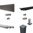 DECKLINEA - Kit Clôture Composite CRUZ Ardoise 16,5x1,8m - Bois composite & Aluminium - Poteaux sur Platines Gris - Brise vue - Palissade - vignette
