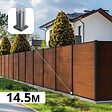 DECKLINEA - Kit Clôture Composite SANTOS Teck 14,5x1,8m - Bois composite & Aluminium - Poteaux sur Platines Gris - Brise vue - Palissade - vignette