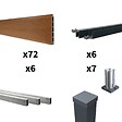 DECKLINEA - Kit Clôture Composite CRUZ Teck 11x1,8m - Bois composite & Aluminium - Poteaux sur Platines Gris - Brise vue - Palissade - vignette