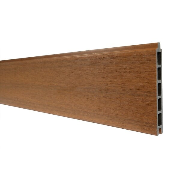DECKLINEA - Kit Clôture Composite CRUZ Teck 11x1,8m - Bois composite & Aluminium - Poteaux sur Platines Gris - Brise vue - Palissade - large